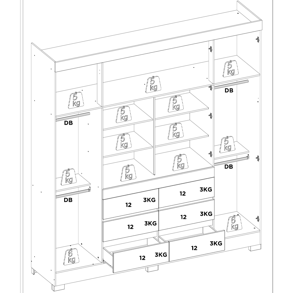 Guarda Roupa Casal 04 Portas Com Espelho 66510 Amendola Touch Demobile