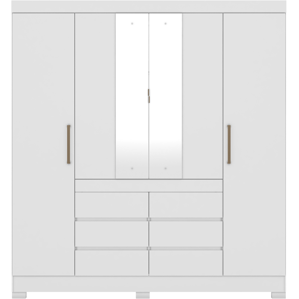 Guarda Roupa Casal 04 Portas Com Espelho 66510 Branco Demobile