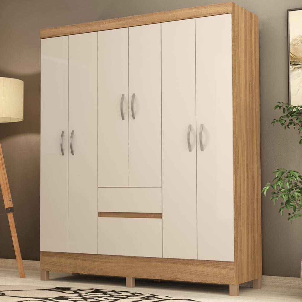 Guarda Roupa Casal 06 Portas 62920 Amendola Off White Demobile