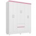 Guarda Roupa Casal 06 Portas 62920 Branco Rosa Flex Demobile