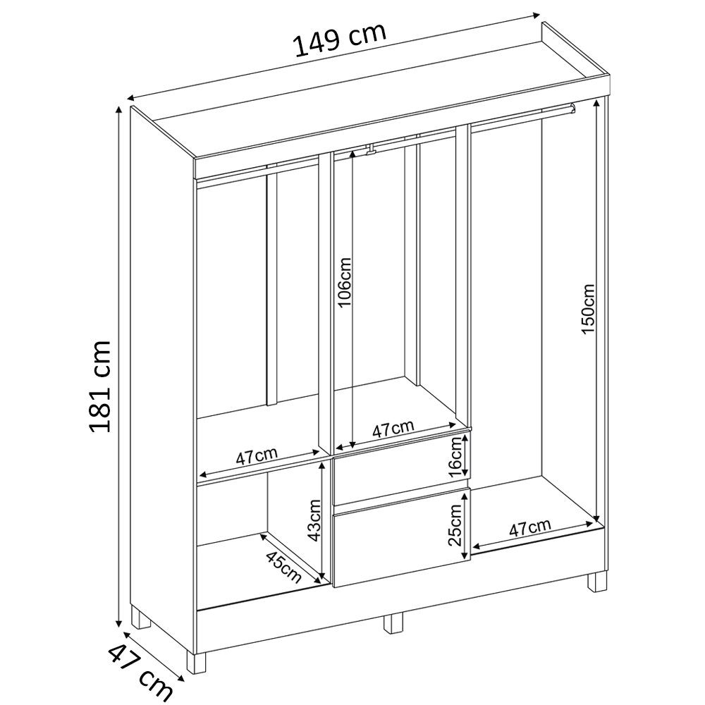 Guarda Roupa Casal 06 Portas 62920 Branco Rosa Flex Demobile