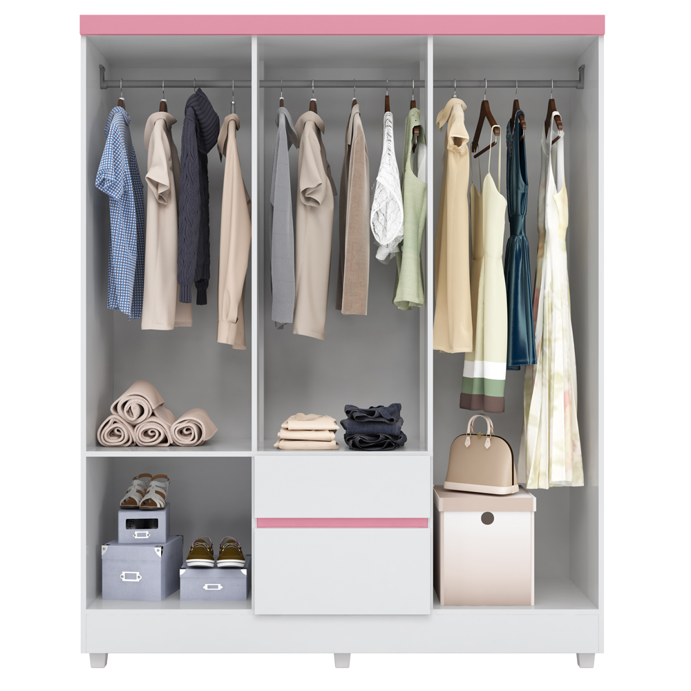 Guarda Roupa Casal 06 Portas 62920 Branco Rosa Flex Demobile