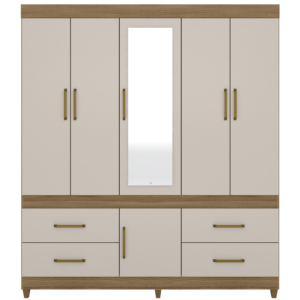 Guarda Roupa Casal 06 Portas Com Espelho 64720 Amendola Off White Demobile