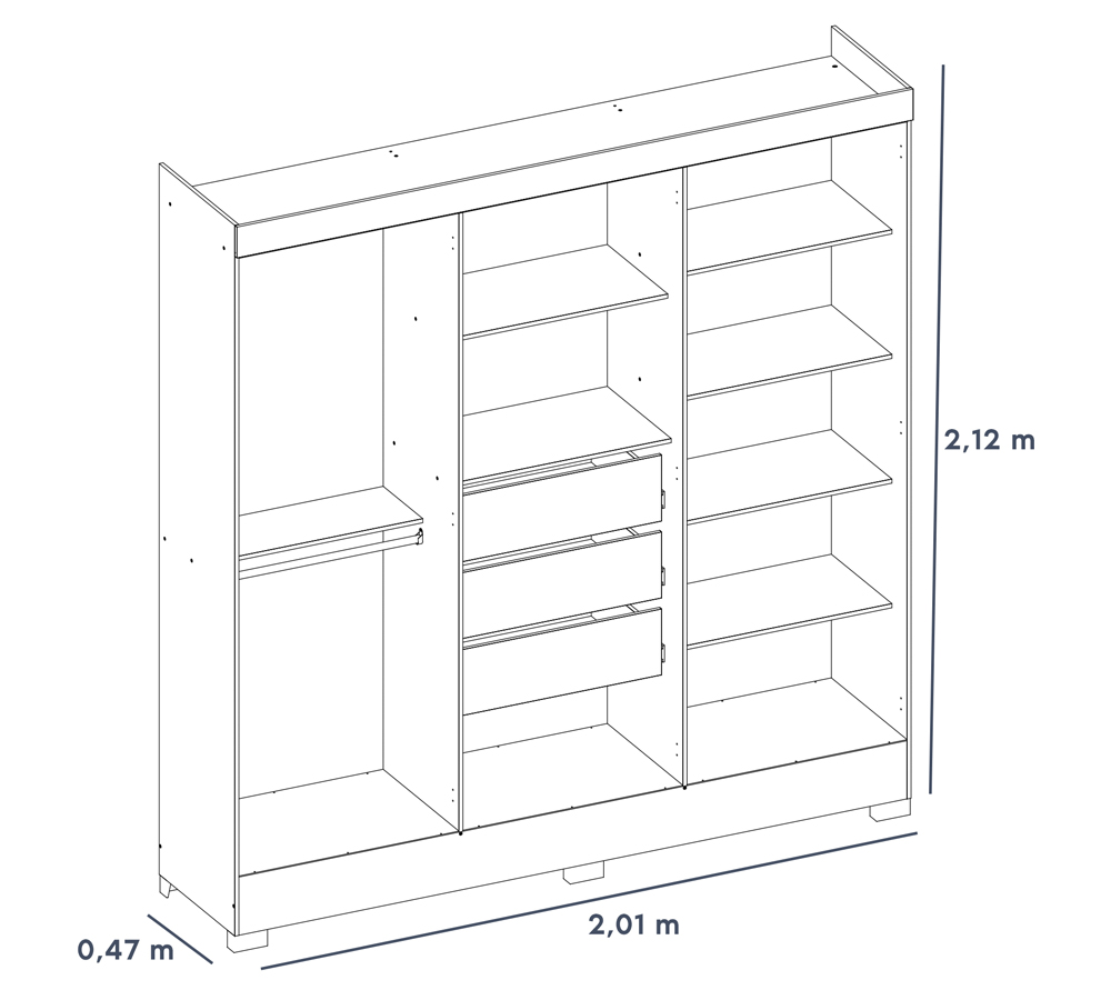 Guarda Roupa Casal 06 Portas Pratico Branco Com Espelho Demobile