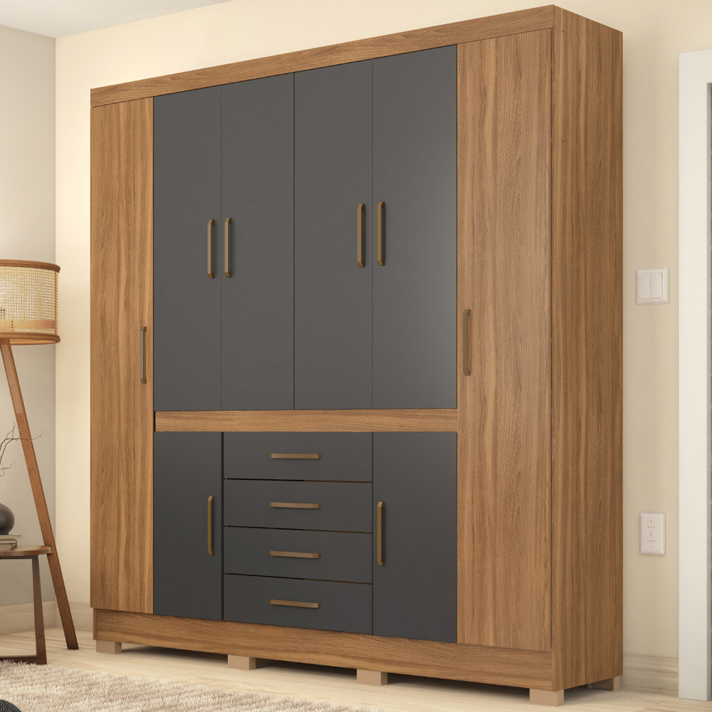Guarda Roupa Casal 08 Portas 84020 Amendola Grafito Demobile