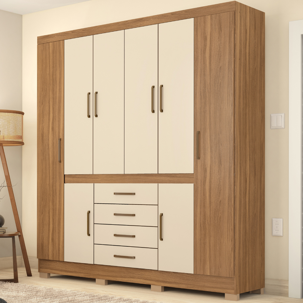 Guarda Roupa Casal 08 Portas 84020 Amendola Off White Demobile