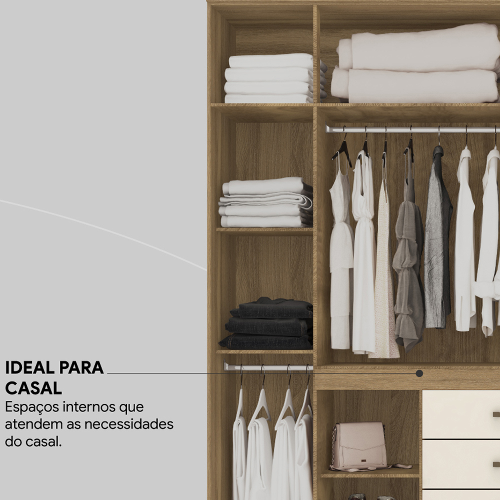 Guarda Roupa Casal 08 Portas 84020 Amendola Off White Demobile