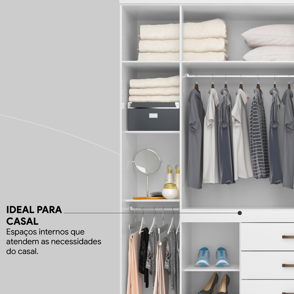 Guarda Roupa Casal 08 Portas 84020 Branco Demobile