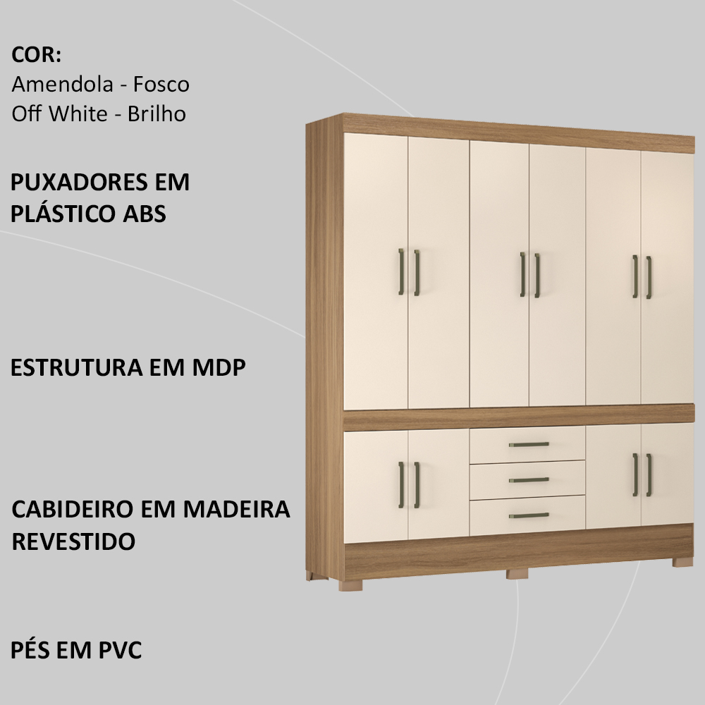 Guarda Roupa Casal 10 Portas 83530 Amendola Off White Demobile