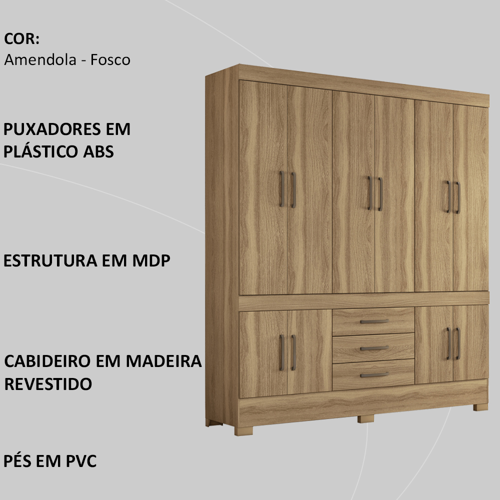 Guarda Roupa Casal 10 Portas 83530 Amendola Touch Demobile