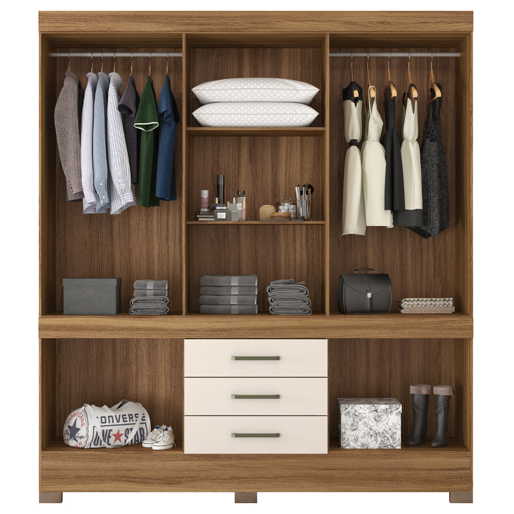 Guarda Roupa Casal 10 Portas Com Espelho 83530EL Amendola Off White Demobile