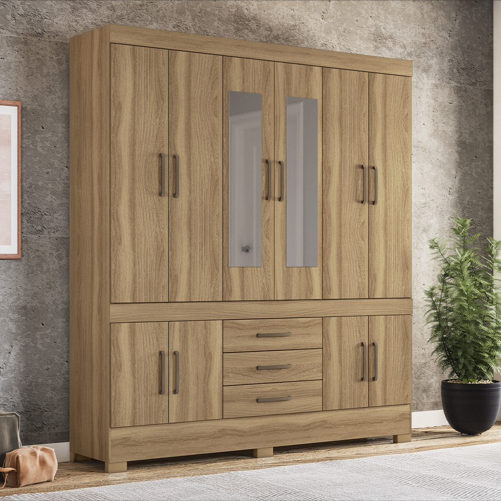 Guarda Roupa Casal 10 Portas Com Espelho 83530EL Amendola Touch Demobile