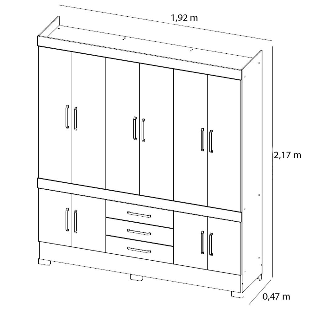 Guarda Roupa Casal 10 Portas New Murano 83530 Amêndola Touch Demóbile