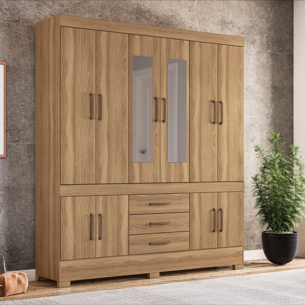 Guarda Roupa Casal 10 Portas New Murano c/ Espelho 83530EL Amêndola Touch Demóbile - Rocha Móveis