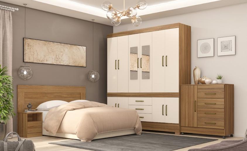 Guarda Roupa Casal 10 Portas New Murano c/ Espelho 83530EL Amendola Off White Demóbile