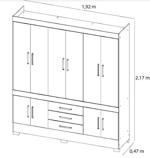 Guarda Roupa Casal 10 Portas New Murano c/ Espelho 83530EL Amendola Off White Demóbile