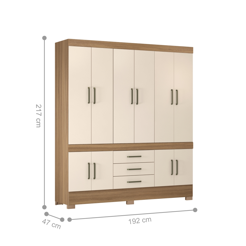 Guarda Roupa Casal 10 Portas com Espelhos Emilia Amendola Off-White