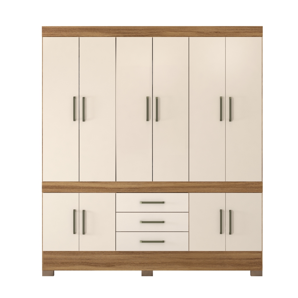 Guarda Roupa Casal 10 Portas com Espelhos Emilia Amendola Off-White