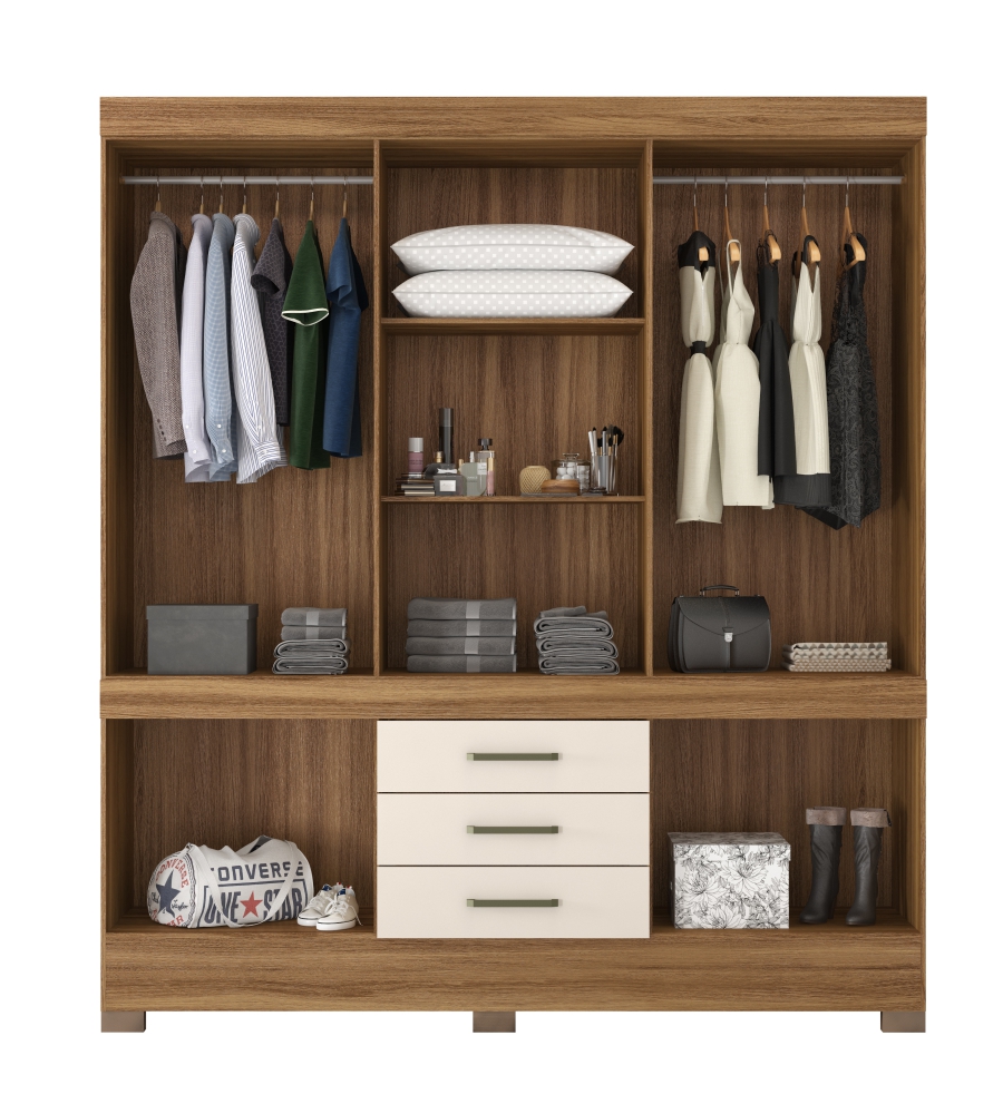 Guarda Roupa Casal 10 Portas com Espelhos Emilia Amendola Off-White