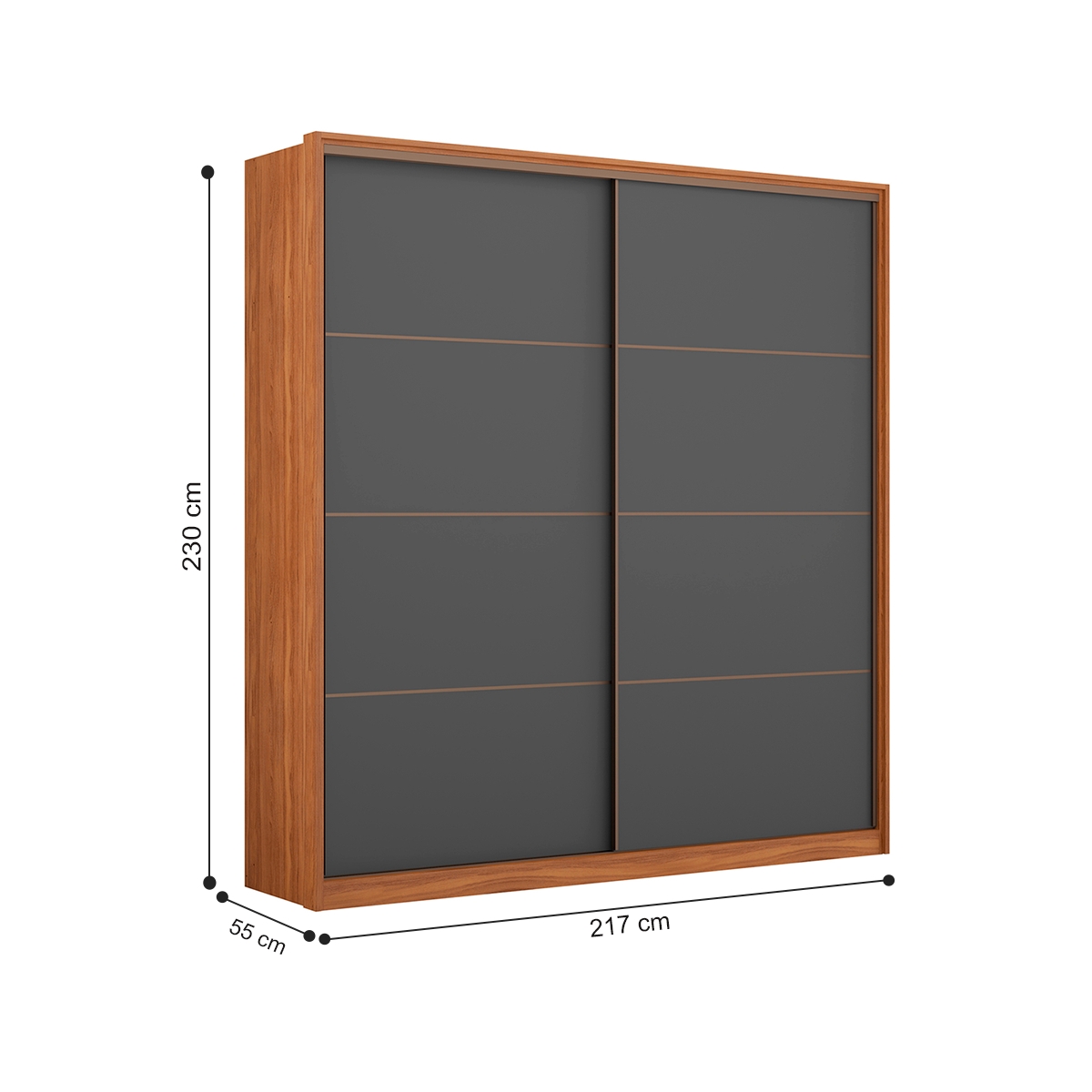 Guarda Roupa Casal 2 Portas Com Espelhos Roma Nogueira Preto