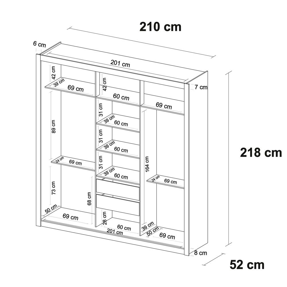 Guarda Roupa Casal 3 Portas Residence c/ Pés 32230PE Amêndola Touch / Off White Demóbile