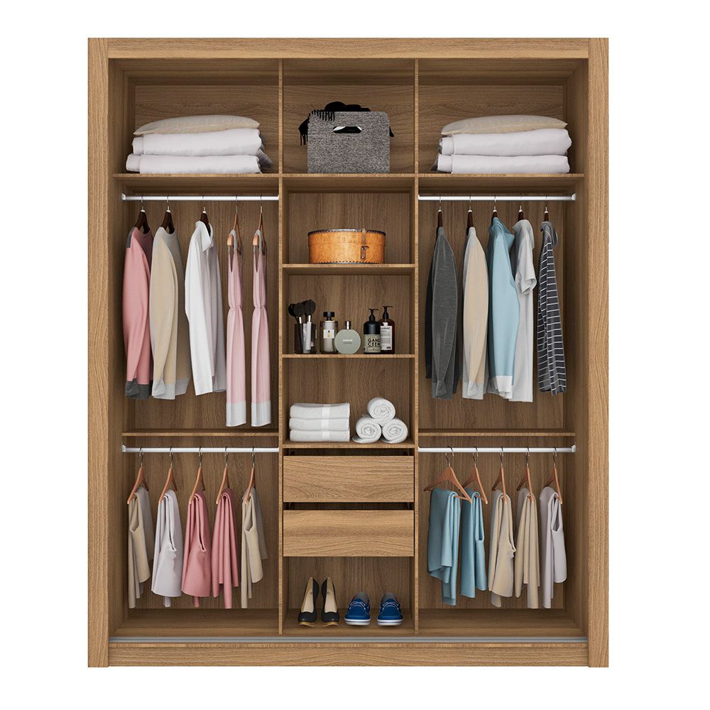 Guarda Roupa Casal 3 Portas Vero c/ Espelho 32270 Amêndola Touch / Off White Demóbile