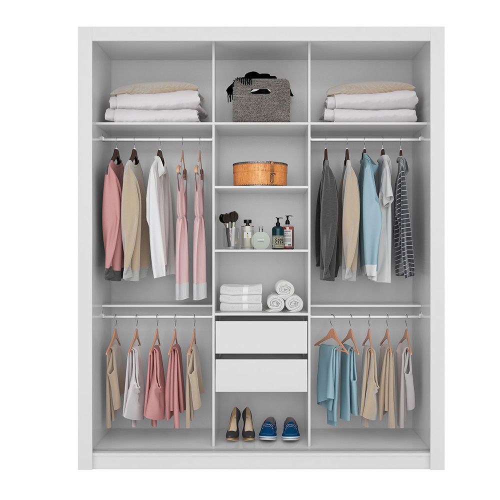 Guarda Roupa Casal 3 Portas Vero c/ Espelho 32270 Branco Demóbile