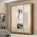 Guarda Roupa Casal 3 Portas Vero c/ Pés e Espelho 32270PE Amêndola Touch / Off White Demóbile