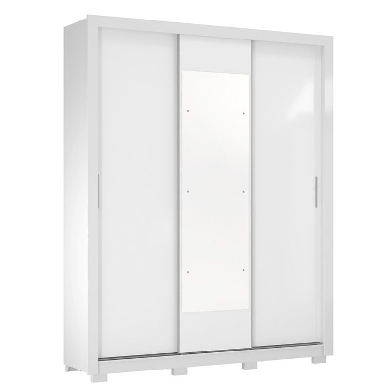 Guarda Roupa Casal 3 Portas Vero c/ Pés e Espelho 32270PE Branco Demóbile