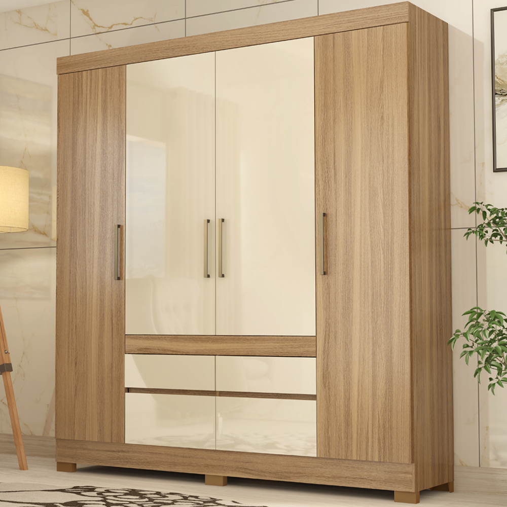 Guarda Roupa Casal 4 Portas 64110 Amendola Off White Demobile