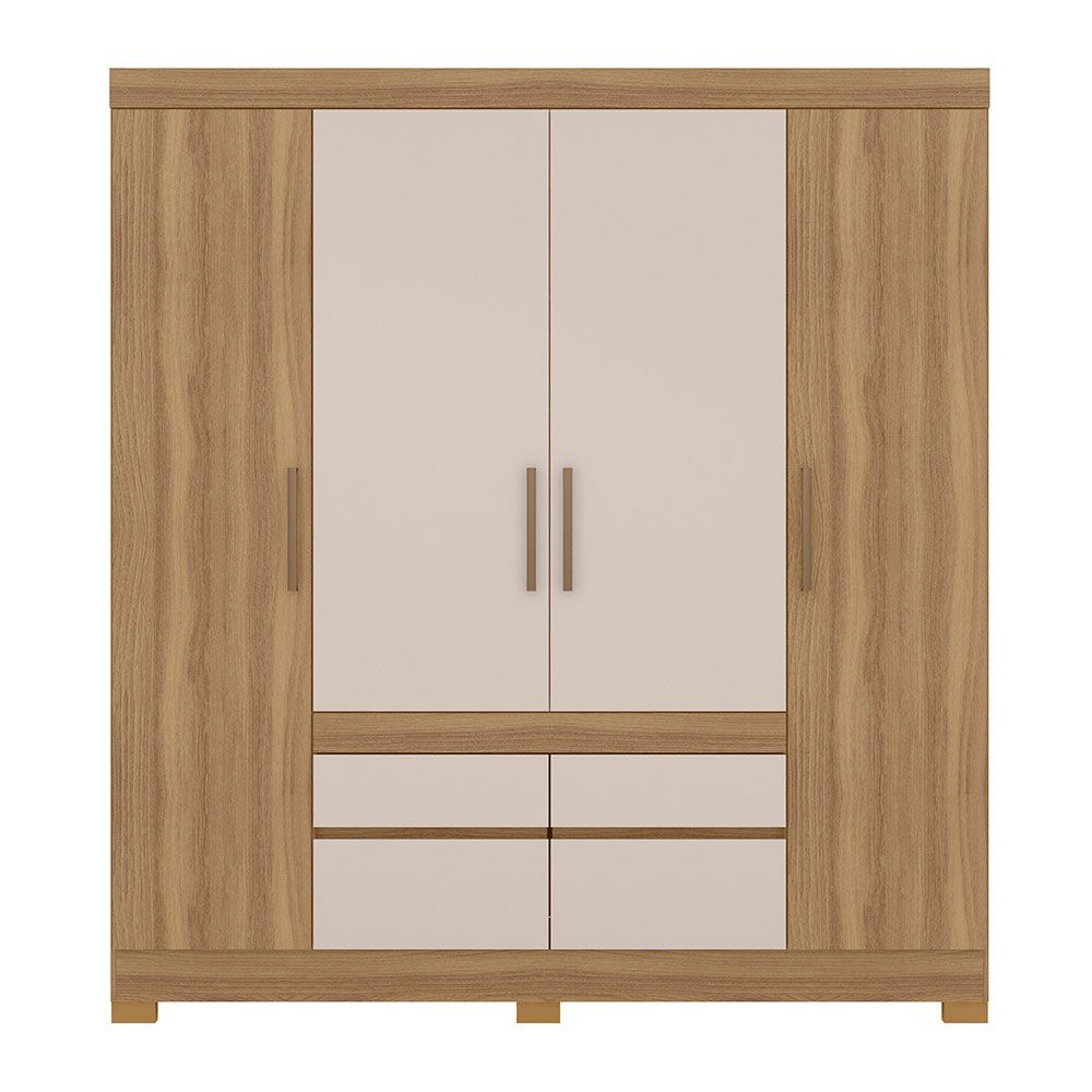 Guarda Roupa Casal 4 Portas Bilbao 64110 Amêndola Touch / Off White Demóbile