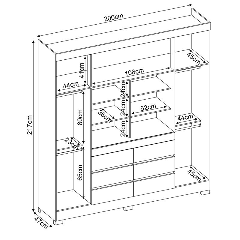 Guarda Roupa Casal 4 Portas Cádis 66510 Amêndola Touch / Off White Demóbile