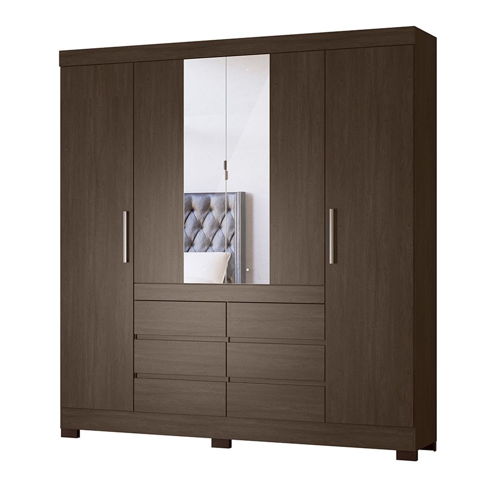 Guarda Roupa Casal 4 Portas Cádis 66510 Ébano Touch Demóbile