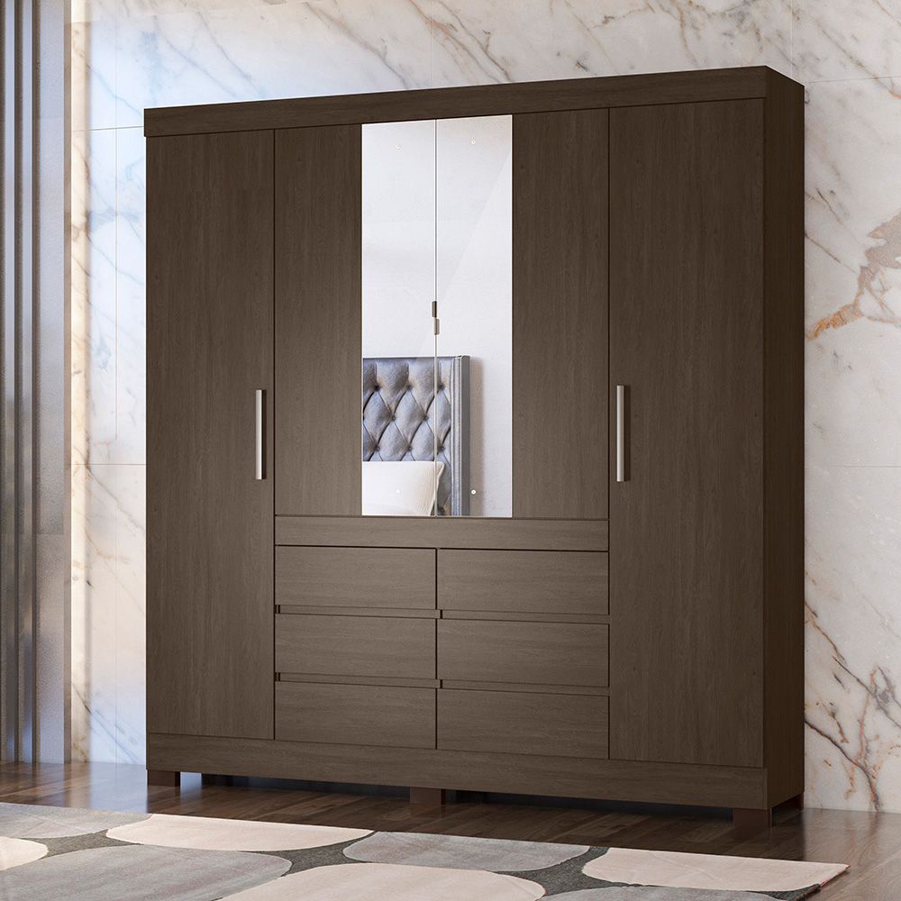 Guarda Roupa Casal 4 Portas Cádis 66510 Ébano Touch Demóbile