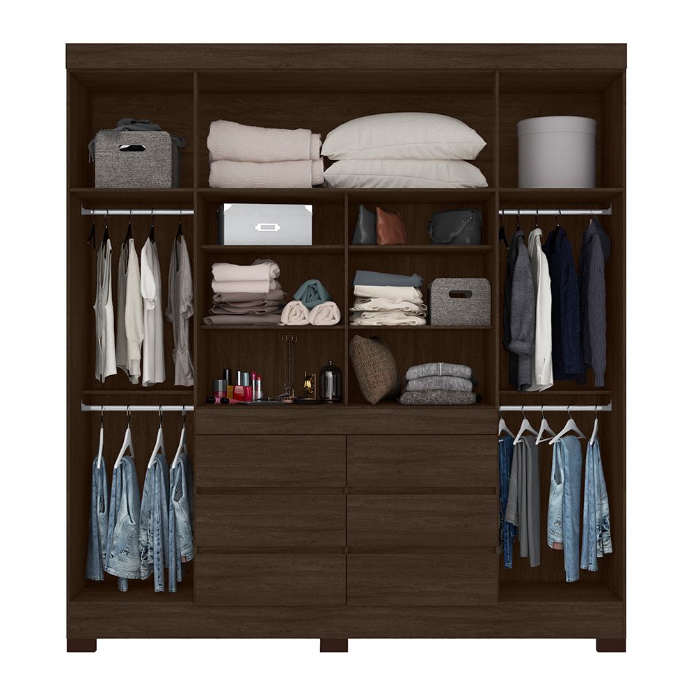 Guarda Roupa Casal 4 Portas Cádis 66510 Ébano Touch Demóbile