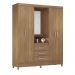 Guarda Roupa Casal 4 Portas Capelinha Pérsia c/ Espelho 43220 Amêndola Touch Demóbile