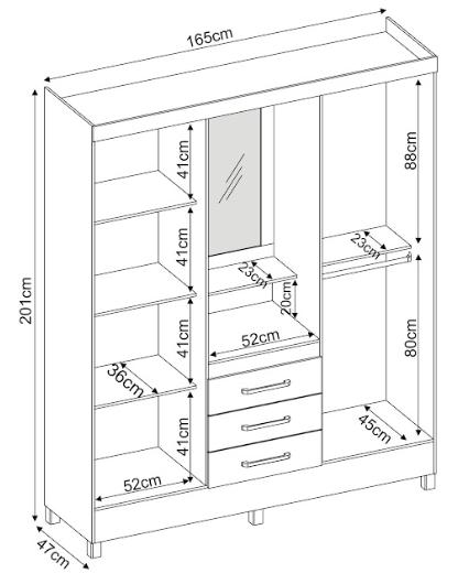 Guarda Roupa Casal 4 Portas Capelinha Pérsia c/ Espelho 43220 Branco Demóbile - Rocha Móveis