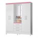 Guarda Roupa Casal 4 Portas Capelinha Pérsia c/ Espelho 43220 Branco Rosa Flex Demóbile