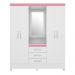 Guarda Roupa Casal 4 Portas Capelinha Pérsia c/ Espelho 43220 Branco Rosa Flex Demóbile