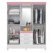 Guarda Roupa Casal 4 Portas Capelinha Pérsia c/ Espelho 43220 Branco Rosa Flex Demóbile
