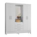 Guarda Roupa Casal 4 Portas Capelinha Pérsia c/ Espelho 43220 Branco Rosa Flex Demóbile