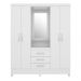 Guarda Roupa Casal 4 Portas Capelinha Pérsia c/ Espelho 43220 Branco Rosa Flex Demóbile