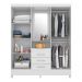 Guarda Roupa Casal 4 Portas Capelinha Pérsia c/ Espelho 43220 Branco Rosa Flex Demóbile