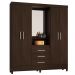 Guarda Roupa Casal 4 Portas Capelinha Pérsia c/ Espelho 43220 Ébano Touch Demóbile