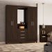 Guarda Roupa Casal 4 Portas Capelinha Pérsia c/ Espelho 43220 Ébano Touch Demóbile