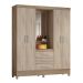 Guarda Roupa Casal 4 Portas Capelinha Pérsia c/ Espelho 43220 Nogal / Vanilla Touch Demóbile