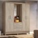 Guarda Roupa Casal 4 Portas Capelinha Pérsia c/ Espelho 43220 Nogal / Vanilla Touch Demóbile