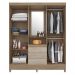 Guarda Roupa Casal 4 Portas Capelinha Pérsia c/ Espelho 43220 Nogal / Vanilla Touch Demóbile