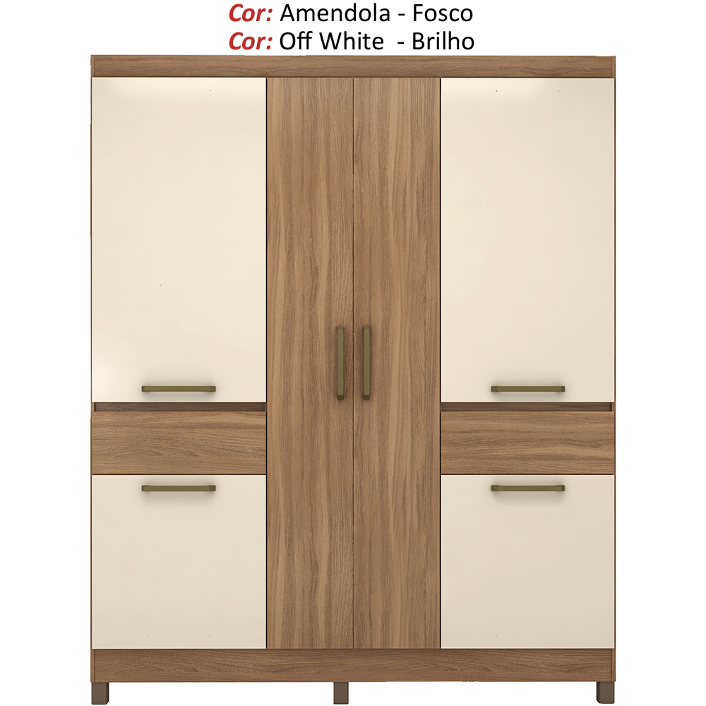 Guarda Roupa Casal 6 PT 2 GV 62760 Amendola Off White Demobile