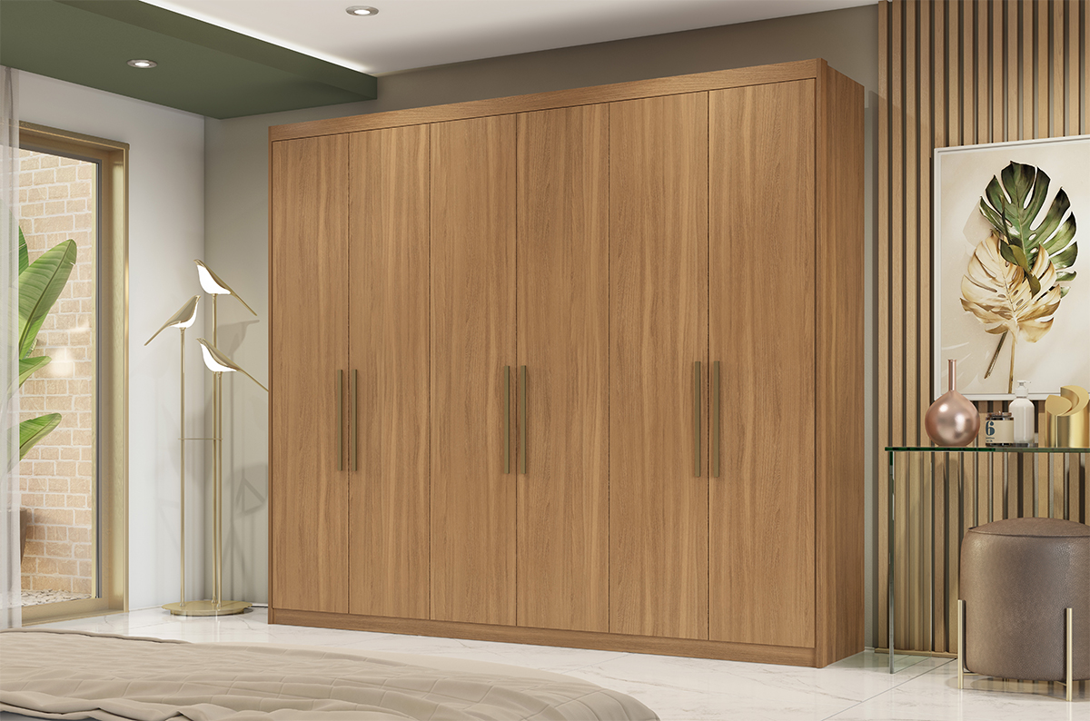 Guarda Roupa Casal 6 Portas 267cm 63370 Sumatra Amendola Touch Demobile